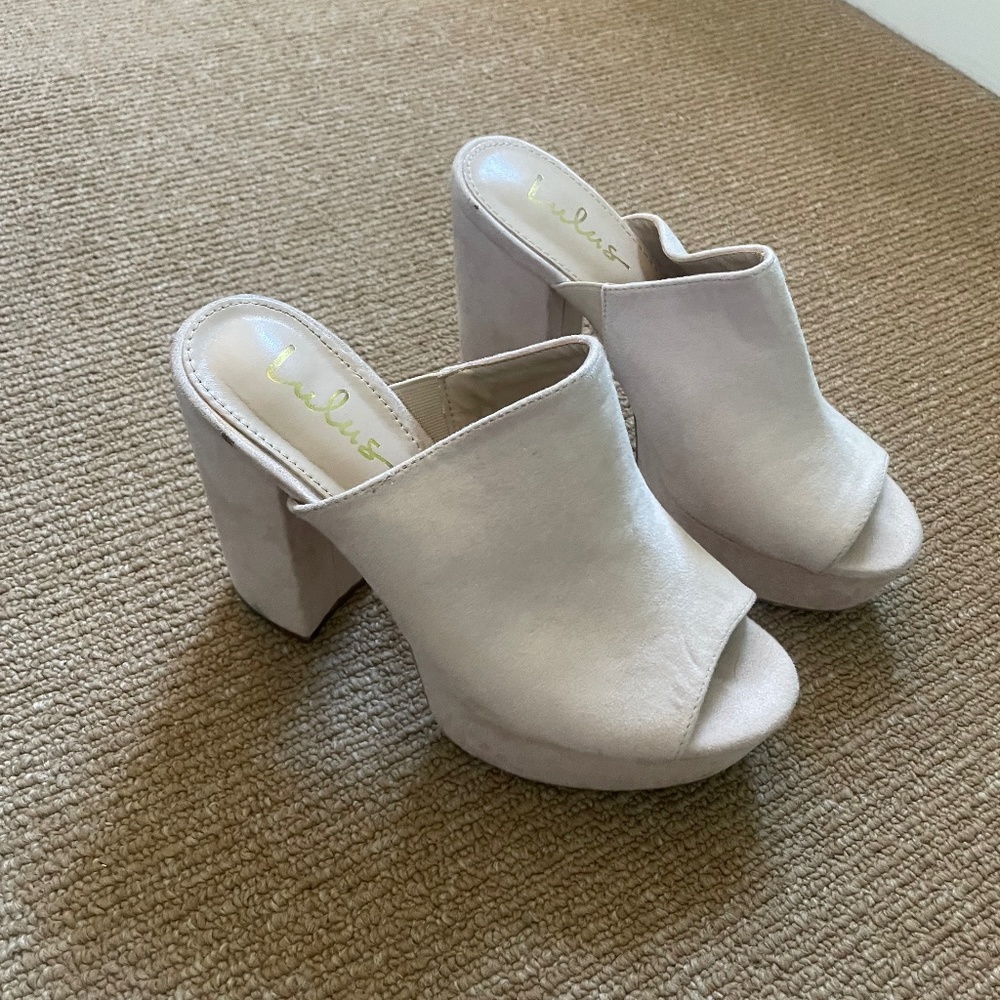 Suede mule slip on heels